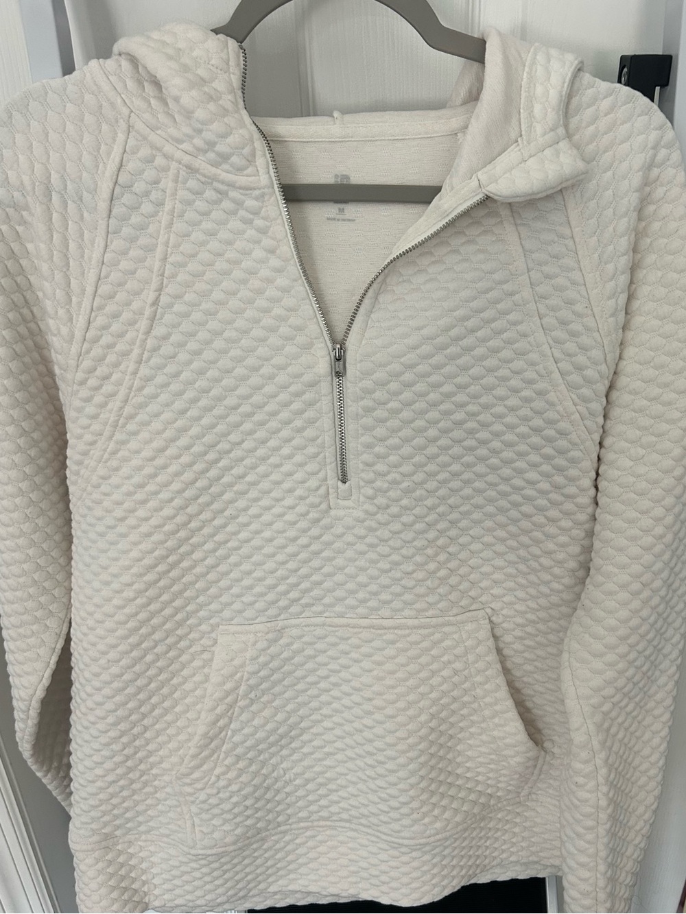 Uniqlo Off-White Quilted Half-Zip Hoodie